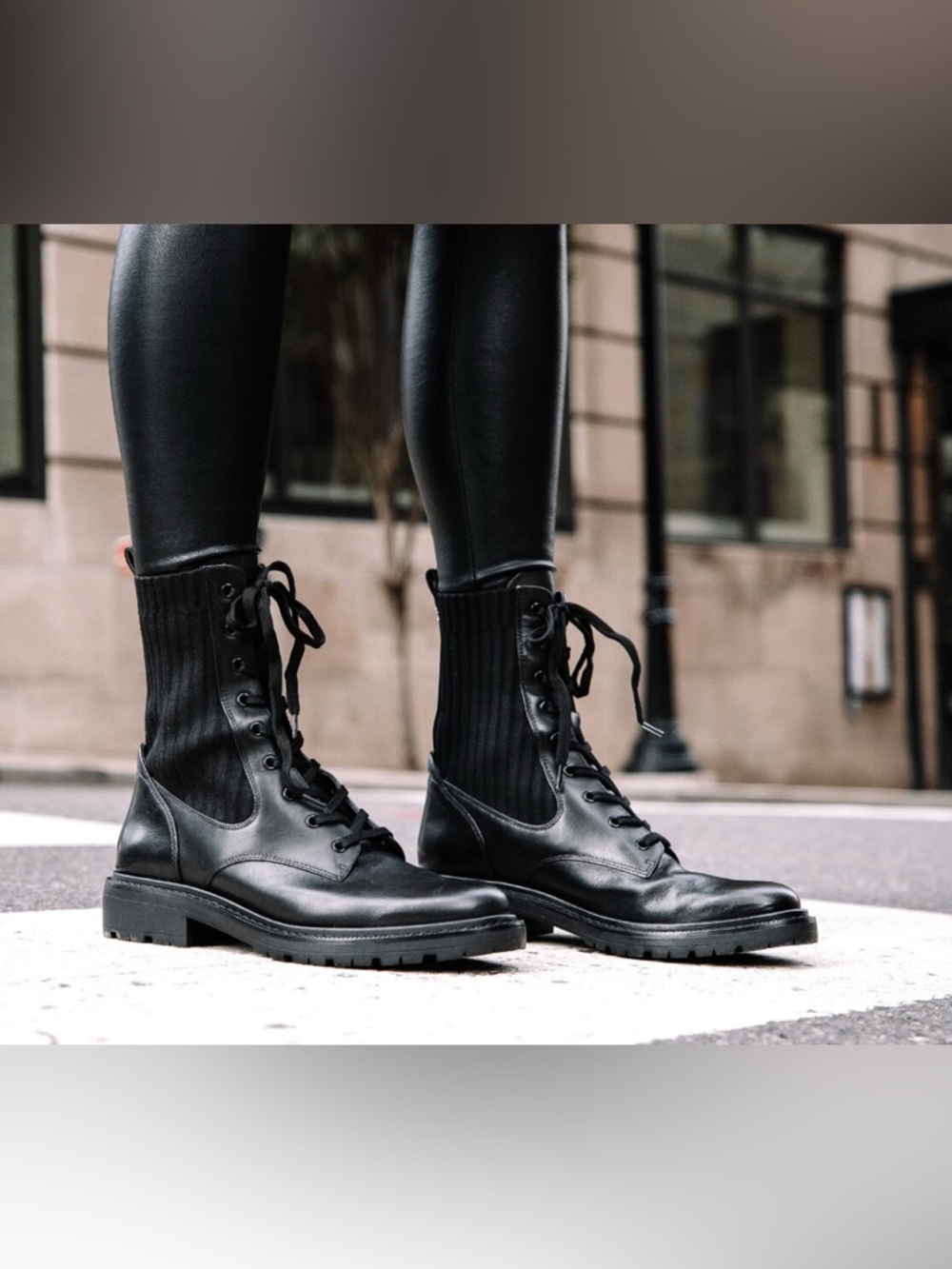Sam Edelman Black Combat Boots Size 8.5